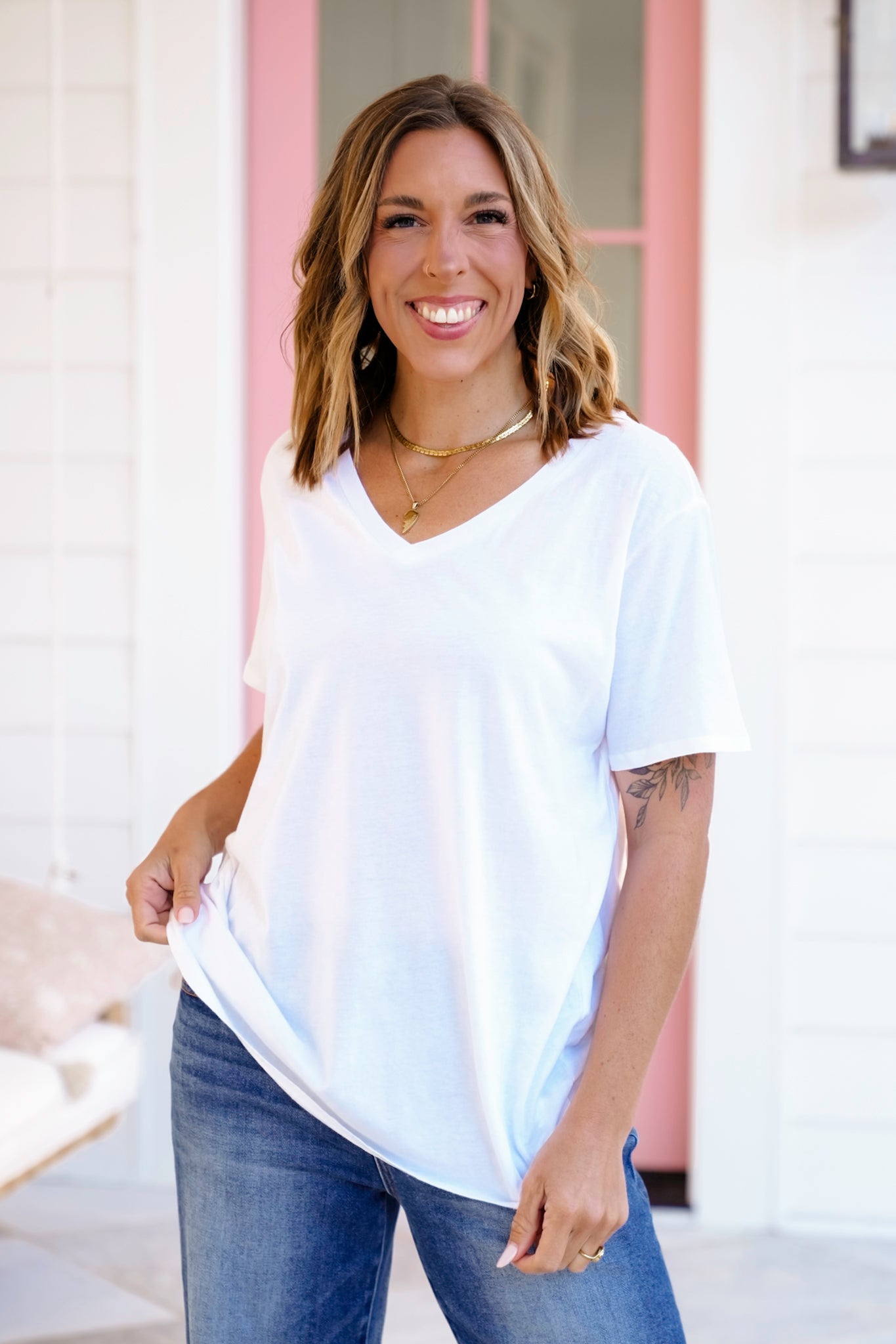 Door Buster! Plus/Reg Zenana Cotton Short Sleeve V Neck Tee