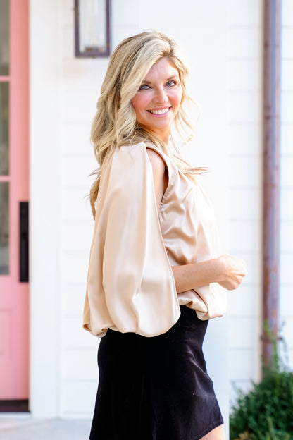 Satin Sleeveless Bubble Hem Blouse