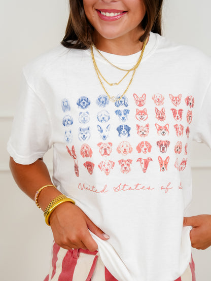 Plus/Reg Short Sleeve "United States Of Dogs" Graphic Tee