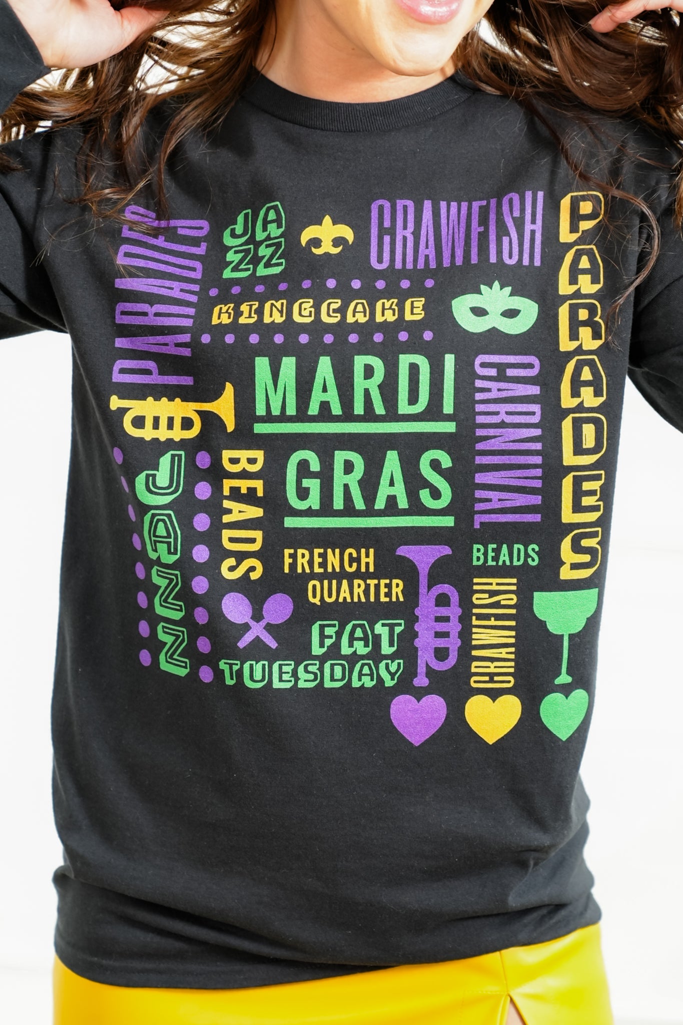 Plus/Reg Long Sleeve "Mardi Gras" Graphic Tee