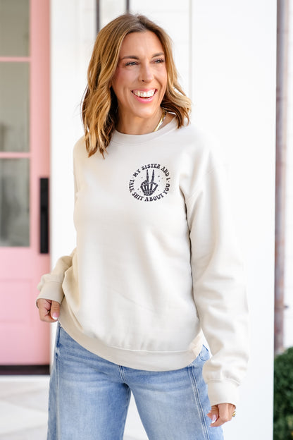 Plus/Reg Long Sleeve "My Sister And I Talk" Graphic Sweatshirt