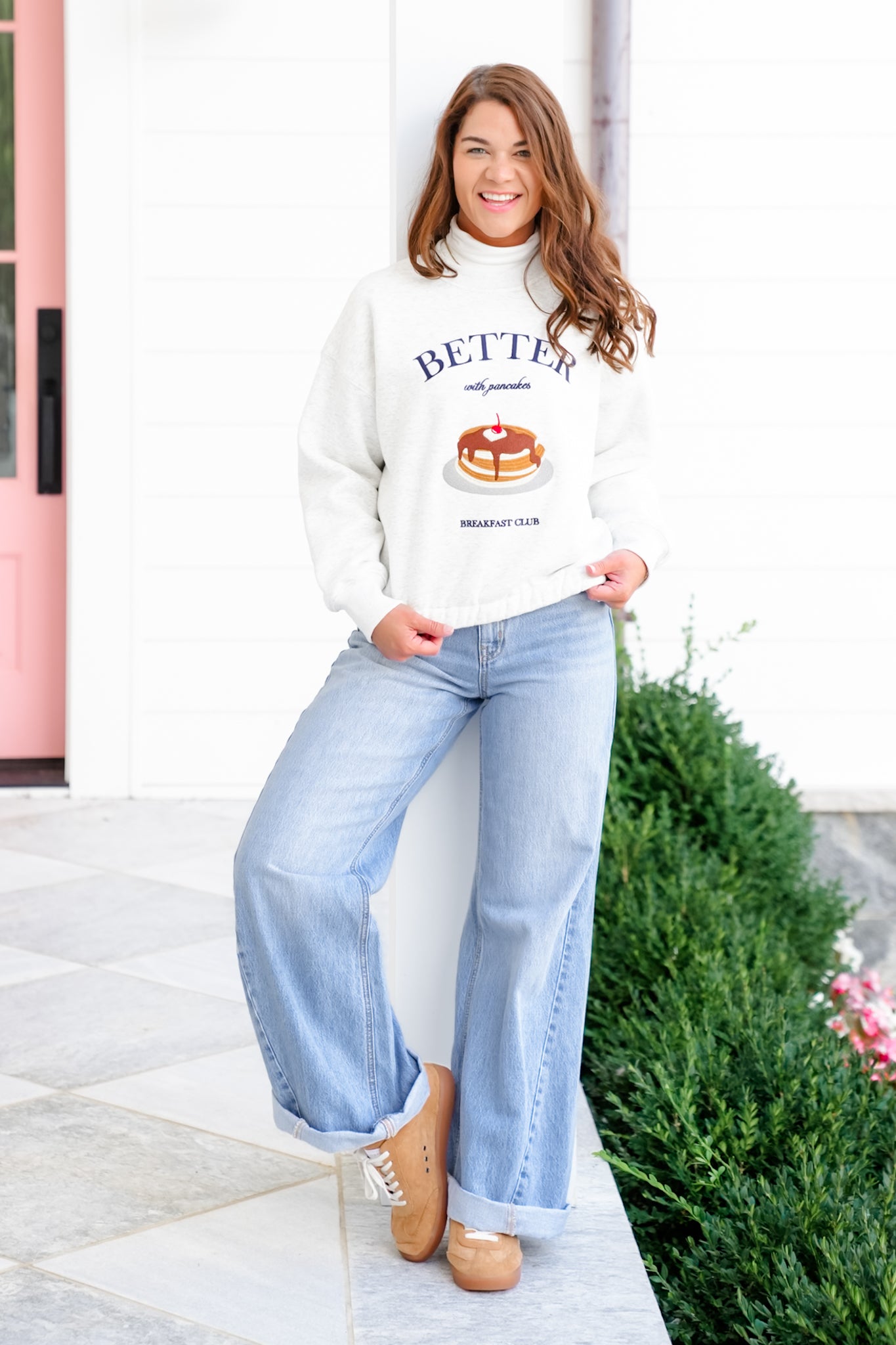 Long Sleeve "Better With Pancakes" Pullover Sweatshirt