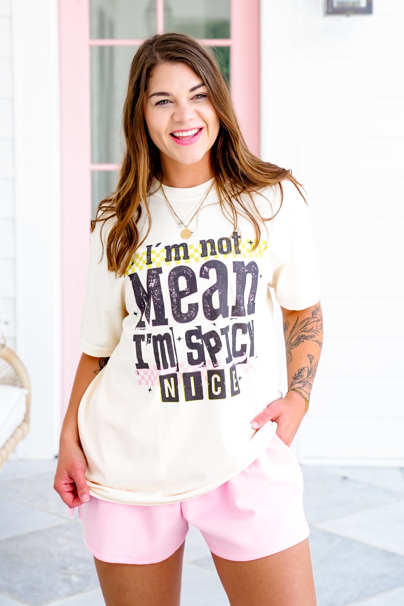 Plus/Reg Short Sleeve "I'm Not Mean I'm Spicy Nice" Graphic Tee