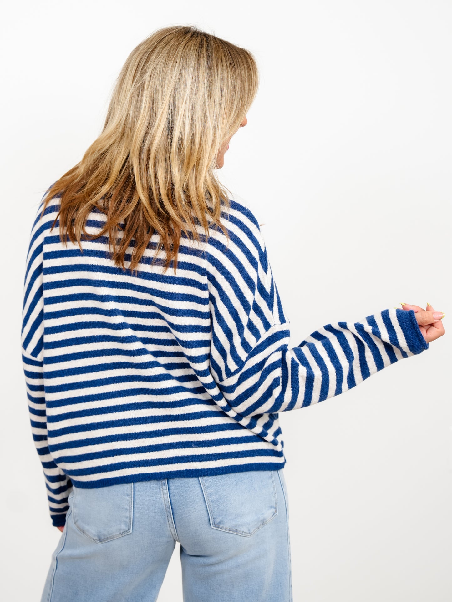 Door Buster! Zenana Striped Collared Button Down Sweater