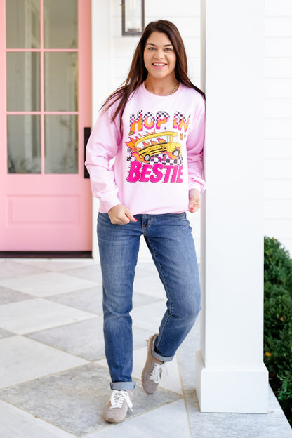 Plus/Reg Long Sleeve "Hop In Bestie" Graphic Sweatshirt