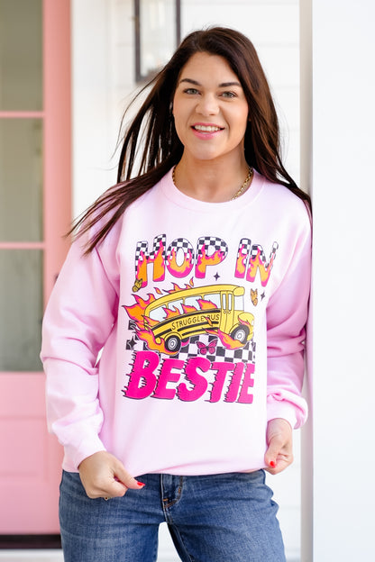 Plus/Reg Long Sleeve "Hop In Bestie" Graphic Sweatshirt