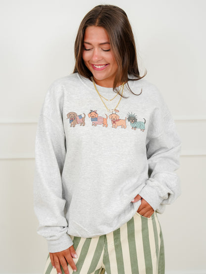 Plus/Reg Long Sleeve American Dogs Graphic Sweatshirt