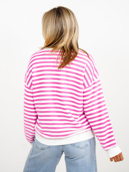 Door Buster! Plus/Reg Zenana Striped Rib Banded Pullover