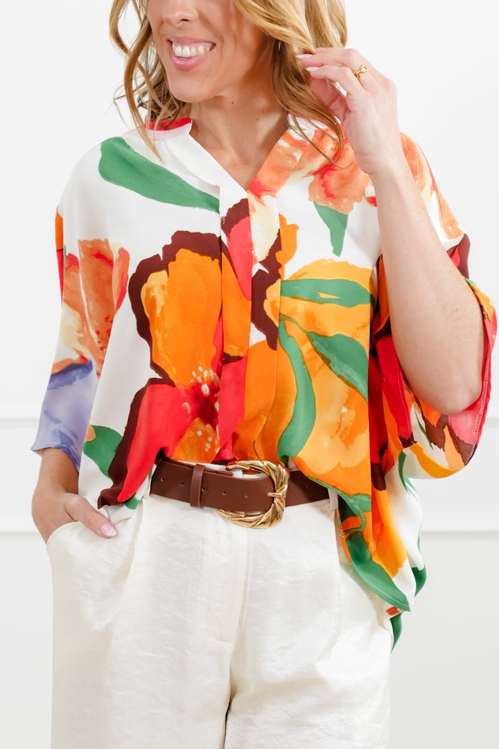 Plus/Reg Floral Print Dolman Sleeves Top