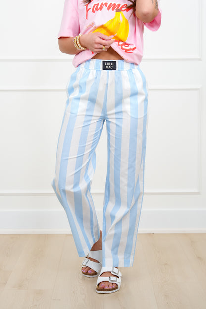 Lulu Mac Stripe Elastic Waist Pants with Side Pockets