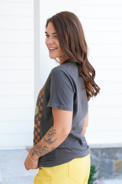 Plus/Reg Short Sleeve Retro Floral Ghost Graphic Tee