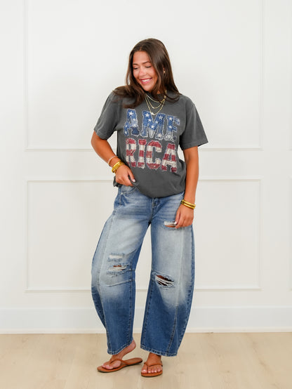 Plus/Reg Short Sleeve "America" Graphic Tee