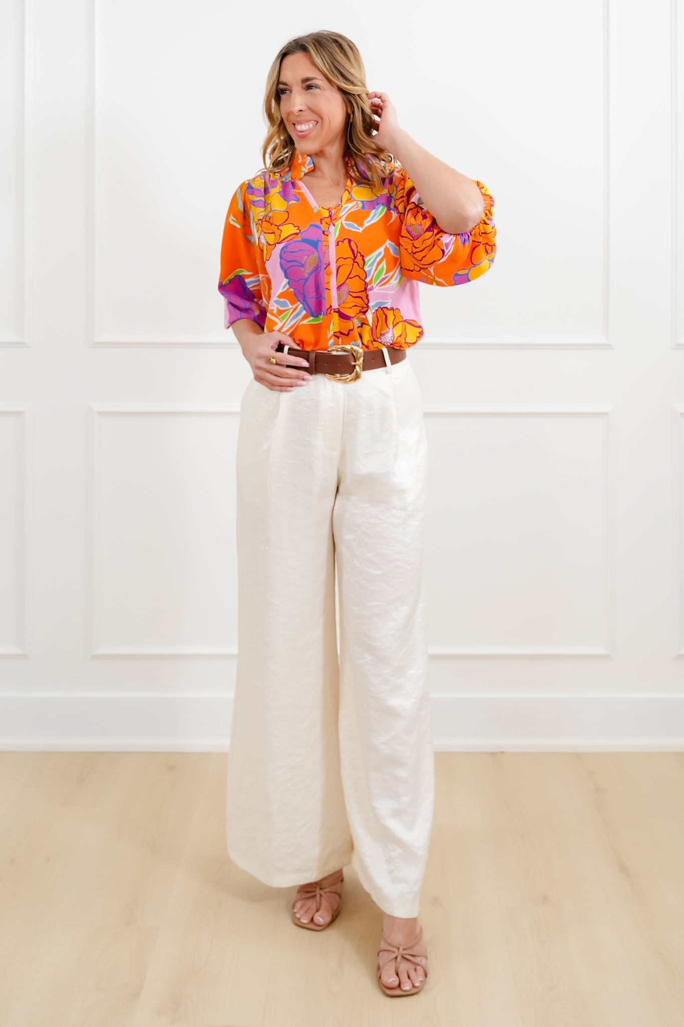 Plus/Reg Floral Print 3/4 Sleeve Blouse