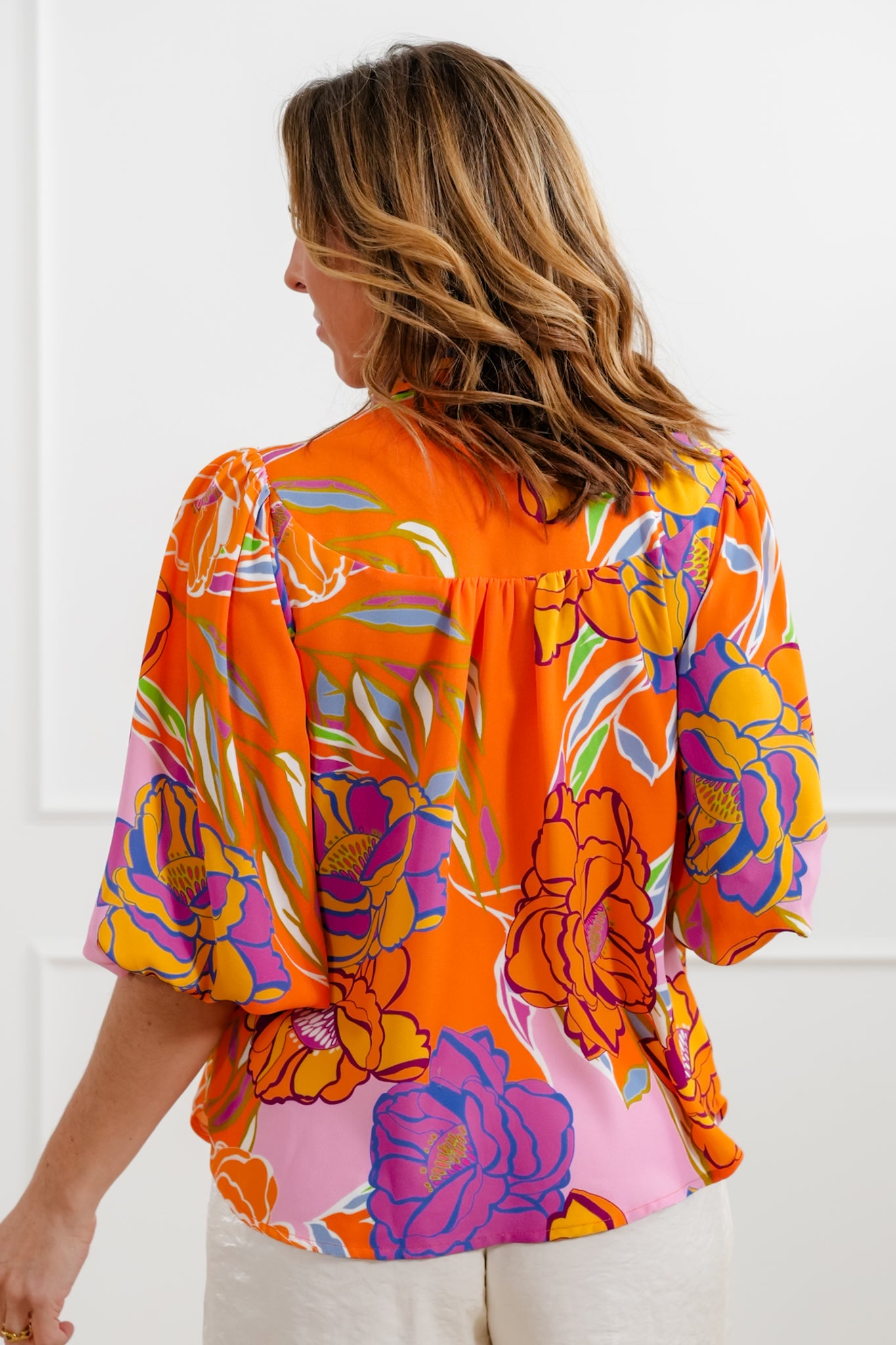 Plus/Reg Floral Print 3/4 Sleeve Blouse