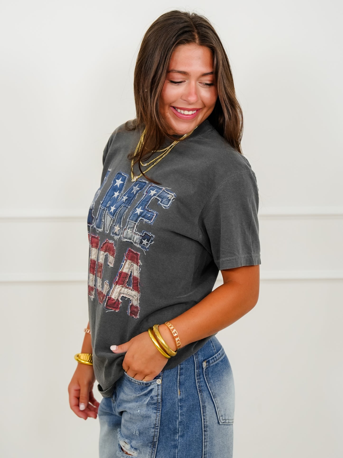 Plus/Reg Short Sleeve "America" Graphic Tee