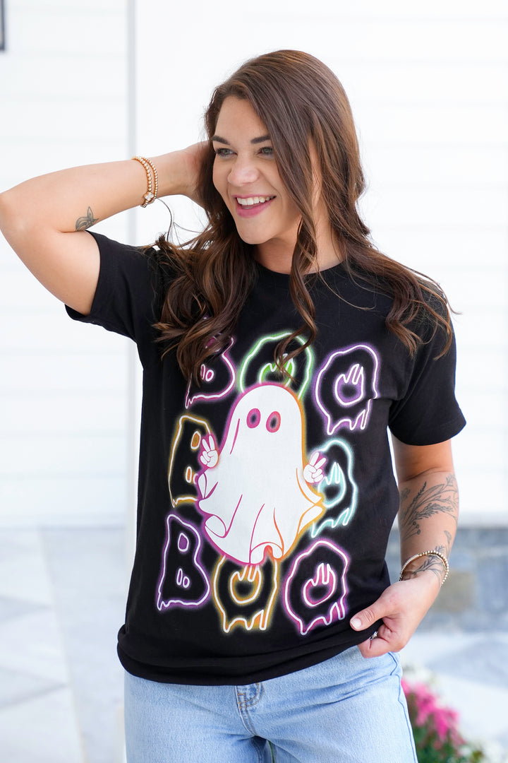 Plus/Reg Short Sleeve Neon Boo Graphic Tee