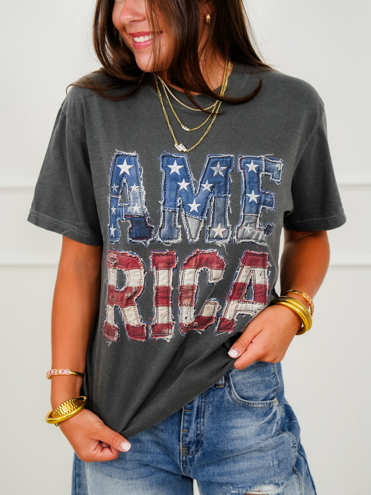 Plus/Reg Short Sleeve "America" Graphic Tee