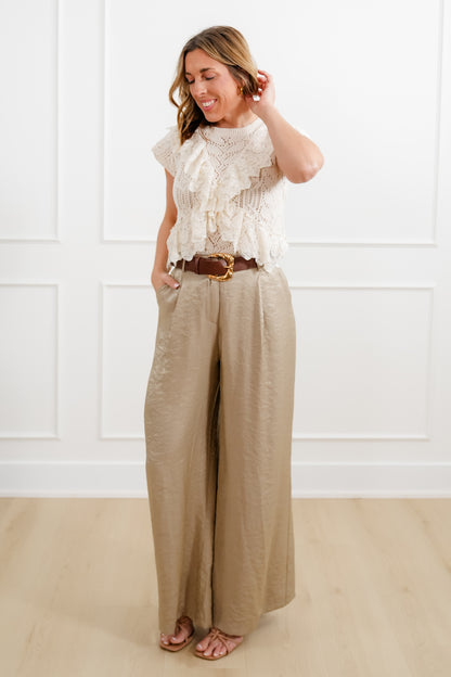 Short Sleeve Knit Top with Lace Trim