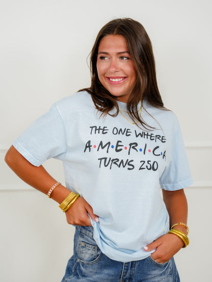 Plus/Reg Short Sleeve Friends "America Turns 250" Graphic Tee