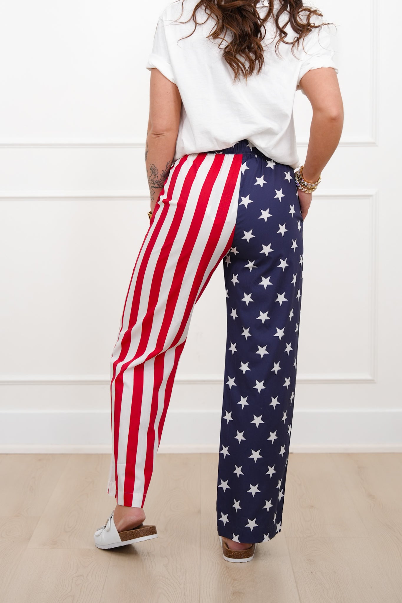 Lulu Mac Stars and Stripes Elastic Waist Pants with Side Pockets