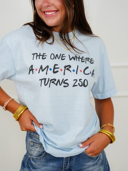 Plus/Reg Short Sleeve Friends "America Turns 250" Graphic Tee