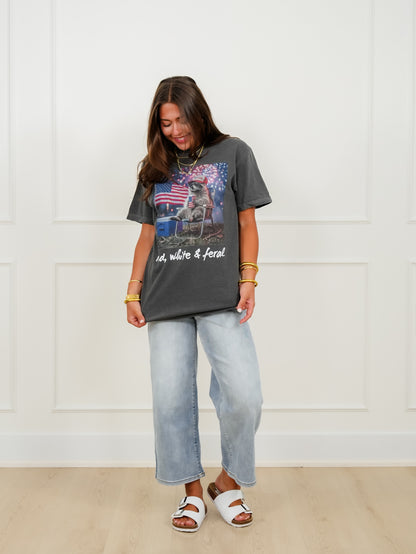 Plus/Reg Short Sleeve "Red, White & Feral" Graphic Tee