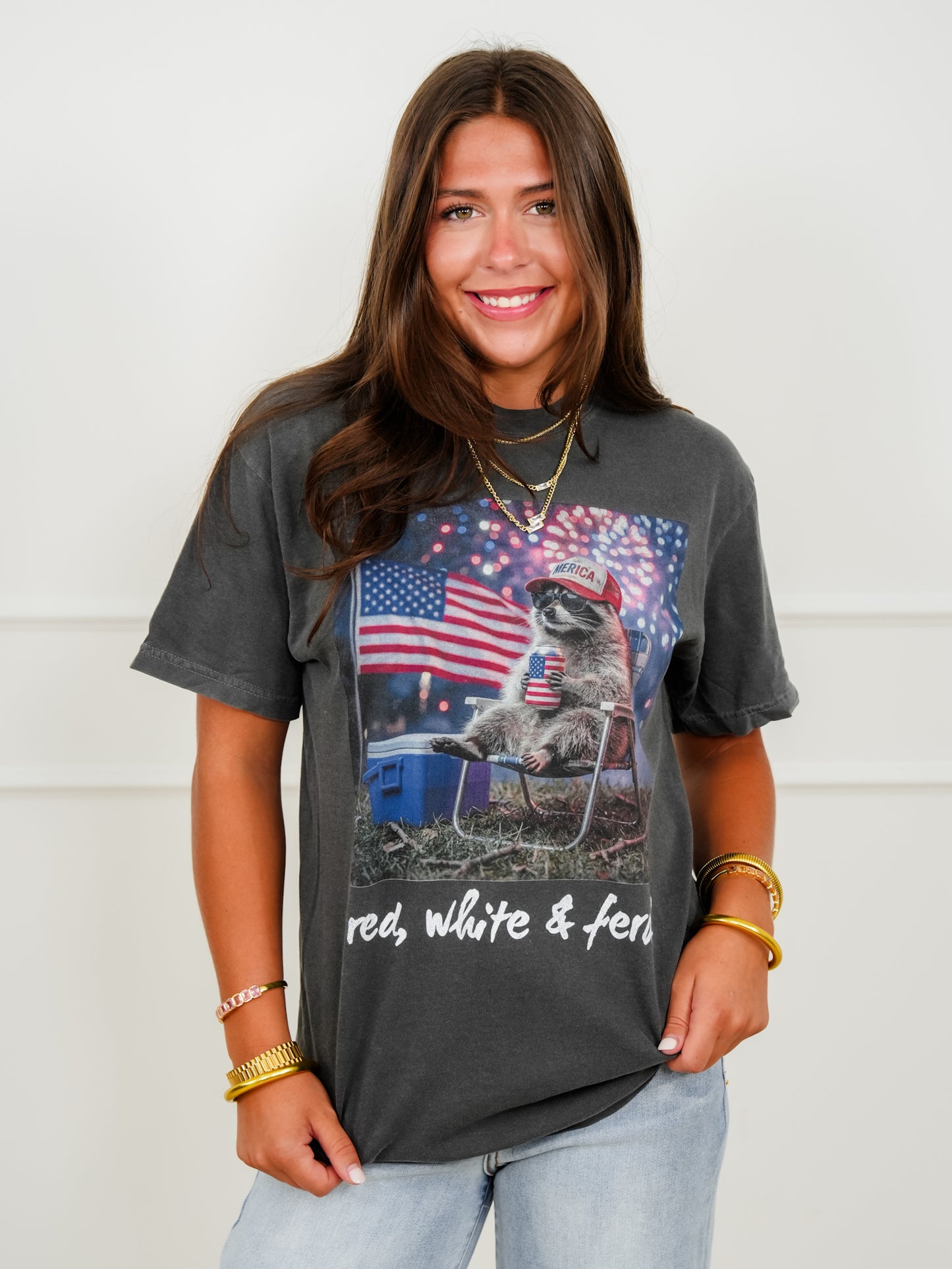 Plus/Reg Short Sleeve "Red, White & Feral" Graphic Tee