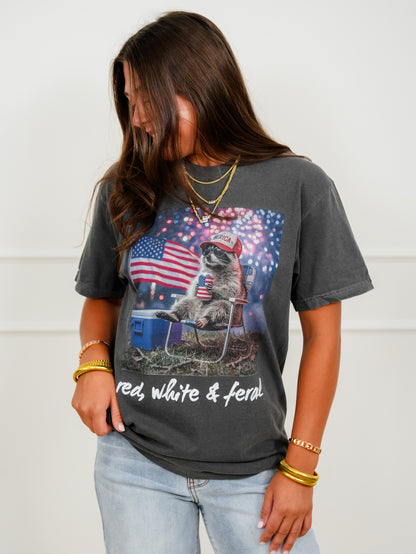 Plus/Reg Short Sleeve "Red, White & Feral" Graphic Tee