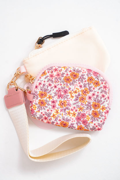 Two Pouch Floral Wristlet