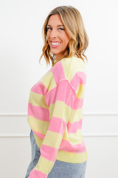 Wide Stripe Long Sleeve Pullover Sweater