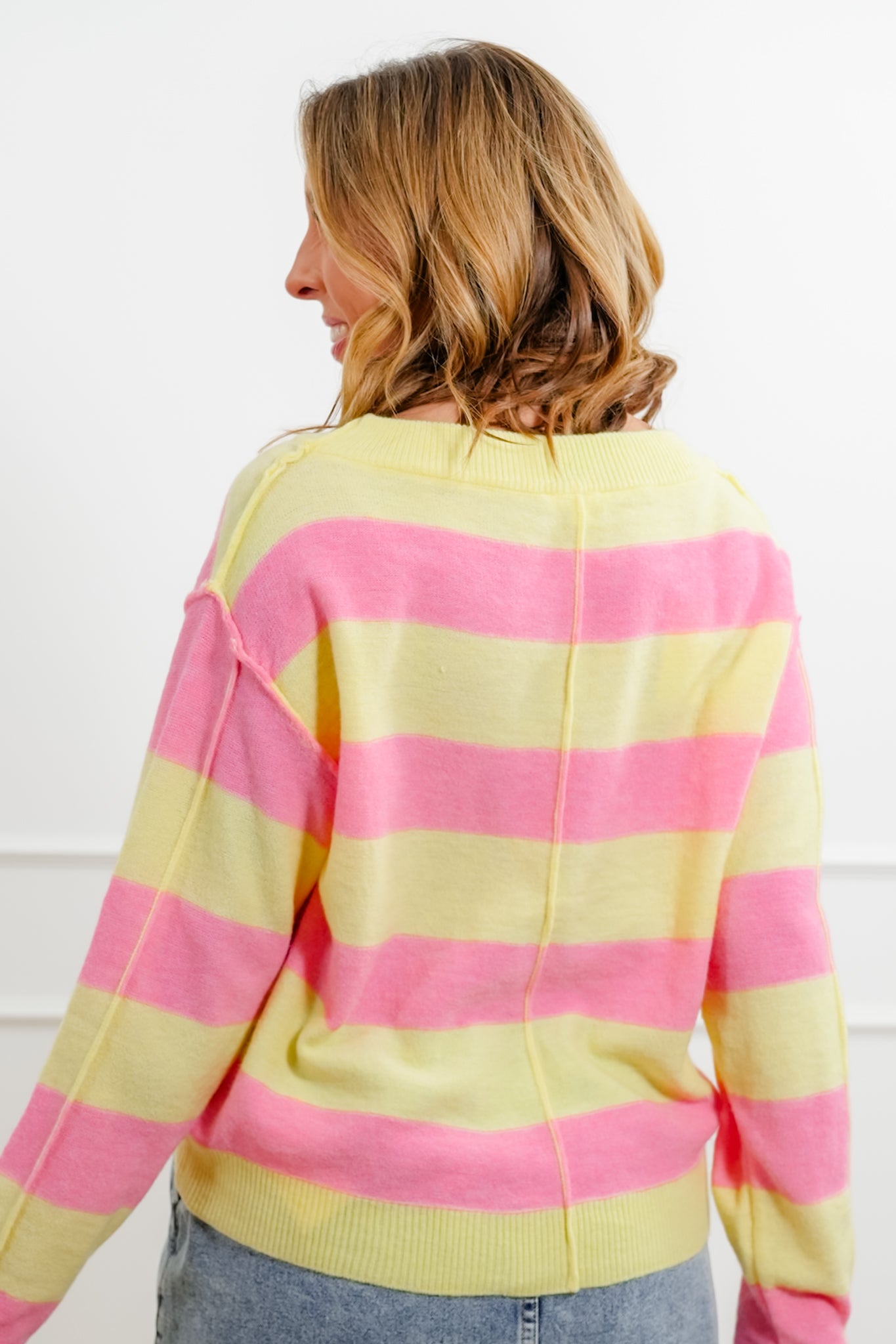 Wide Stripe Long Sleeve Pullover Sweater