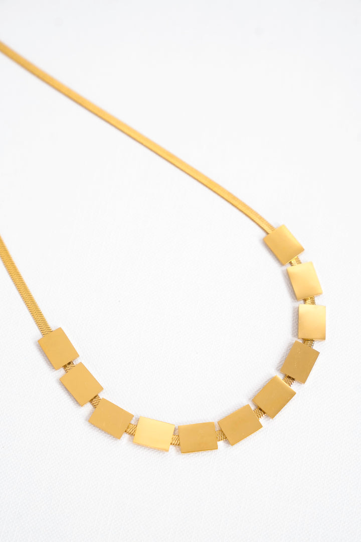 18k Non-Tarnish Stainless Steel Herringbone Chain Necklace