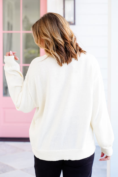 Long Sleeve Crew Neck "Horse" Knit Sweater