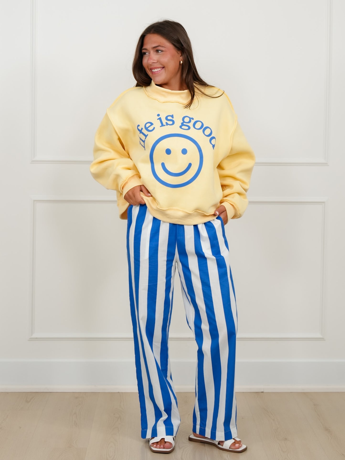 Long Sleeve Reversible "Life Is Good/You Are Exactly.." Graphic Sweatshirt