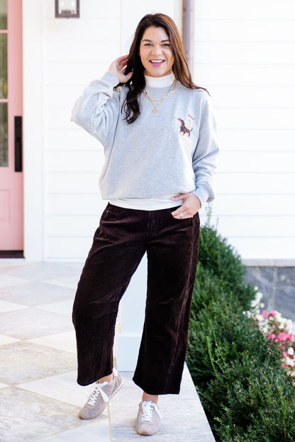 Long Sleeve Dog with Martini Pullover Sweatshirt