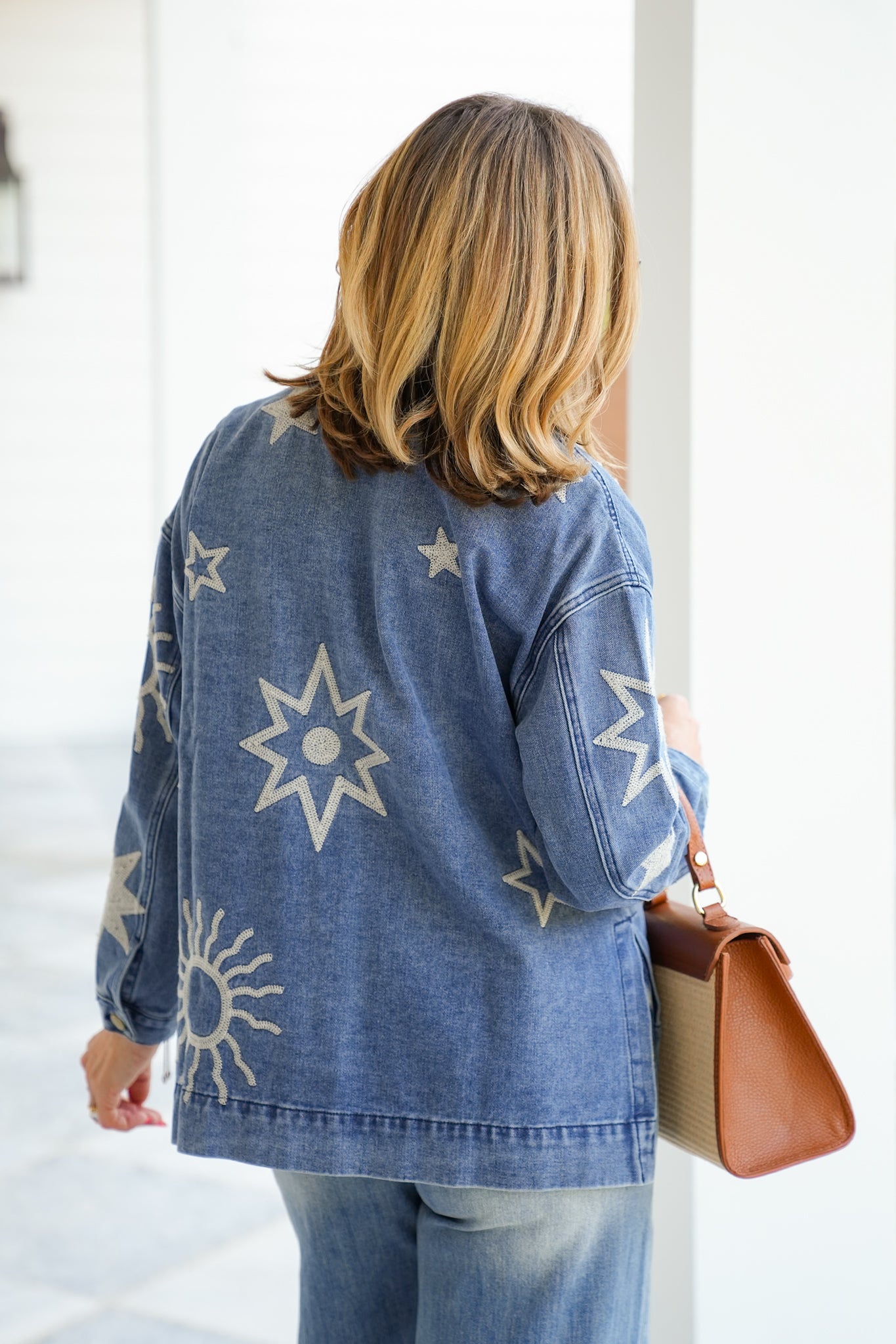 Celestial Embroidered Button Down Jacket