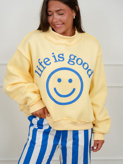 Long Sleeve Reversible "Life Is Good/You Are Exactly.." Graphic Sweatshirt