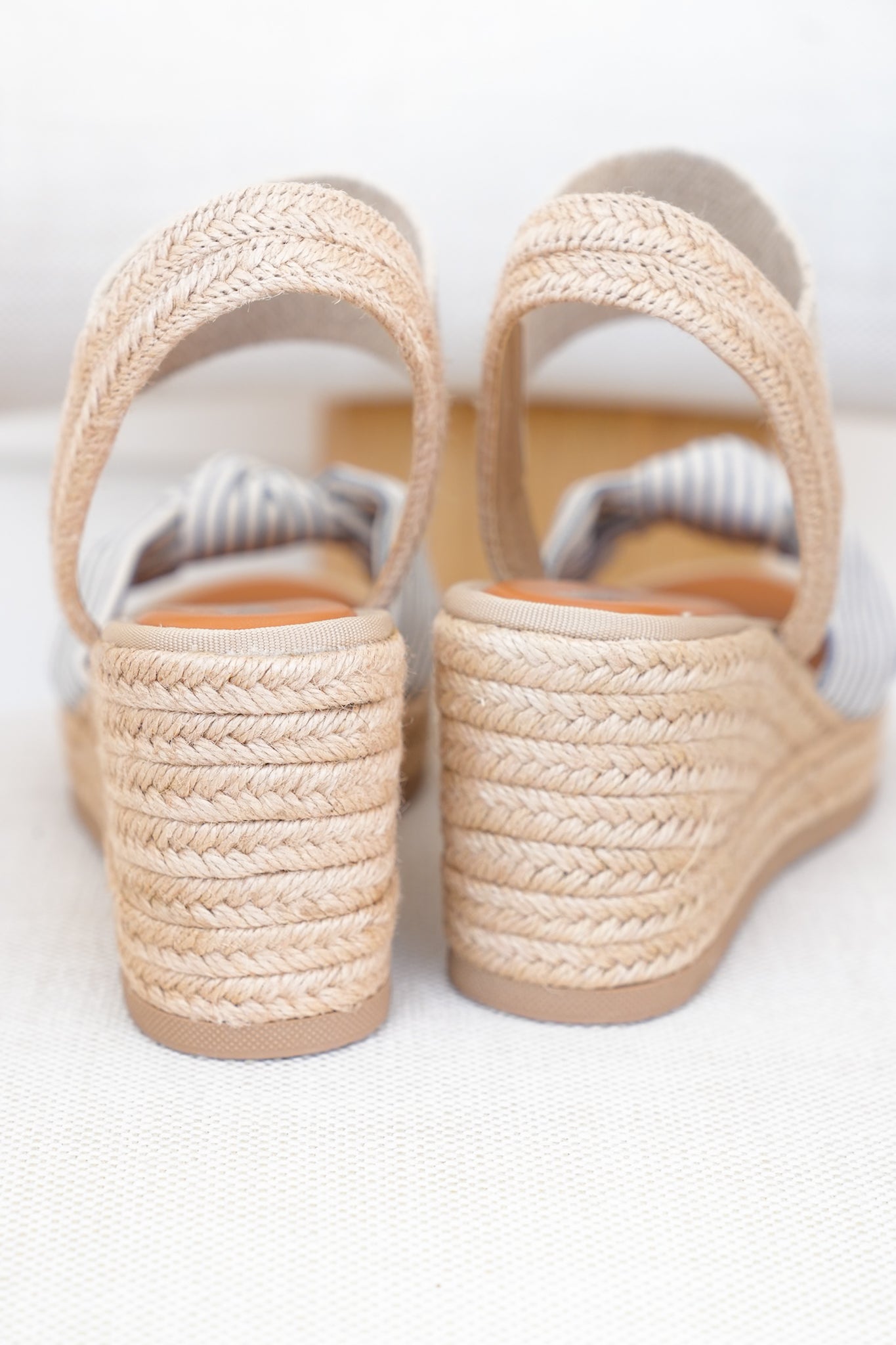 MIA Striped Bow Espadrille Wedge Sandal with Elastic Ankle Strap