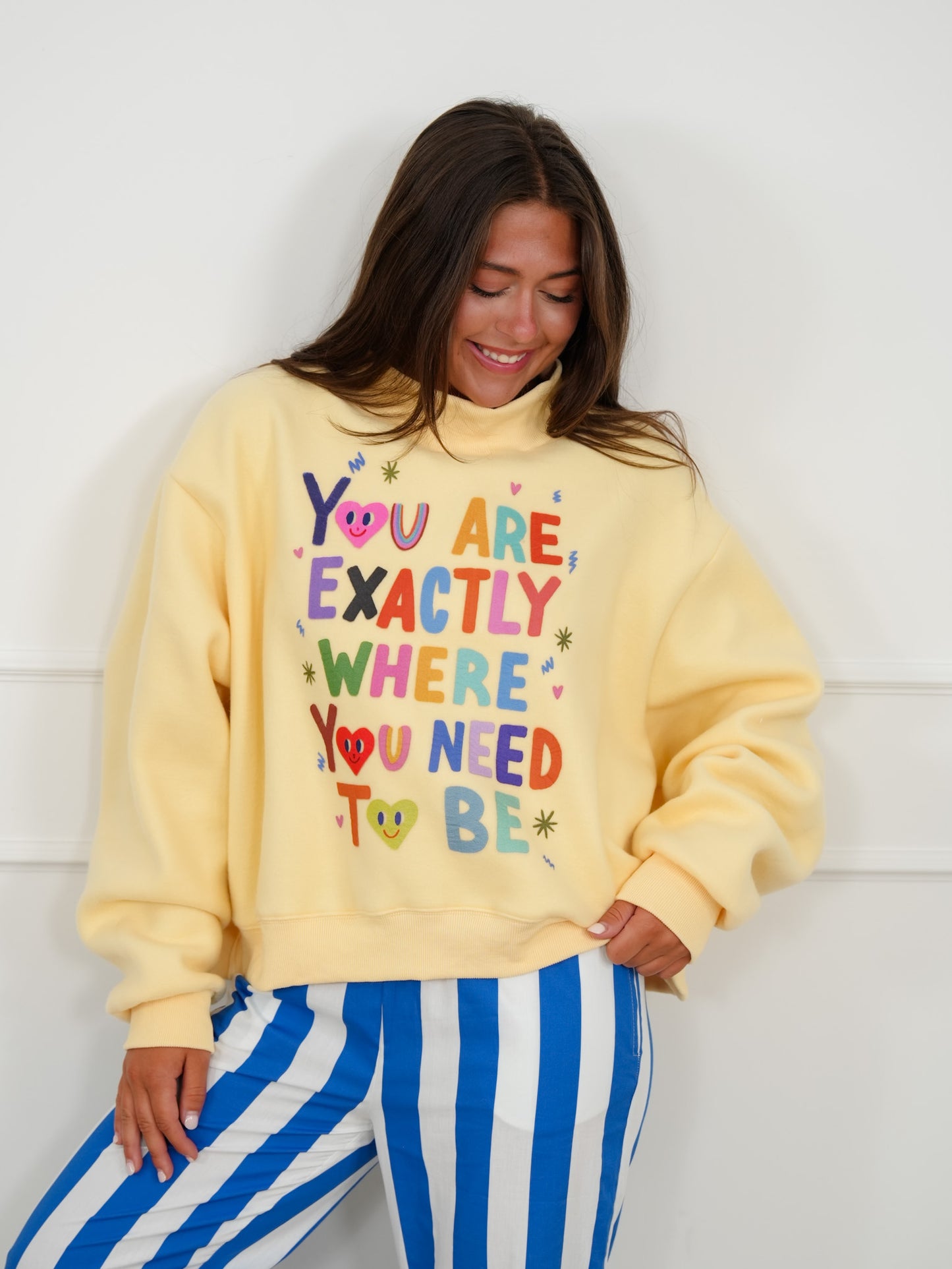 Long Sleeve Reversible "Life Is Good/You Are Exactly.." Graphic Sweatshirt