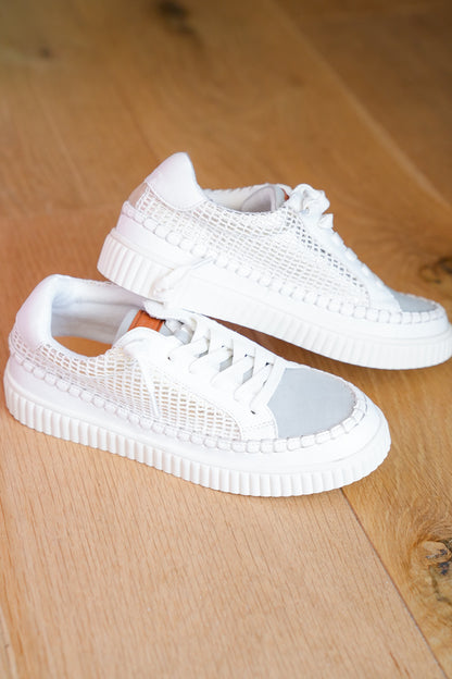Yellow Box Woven Platform Sneaker with Stitched Detailing