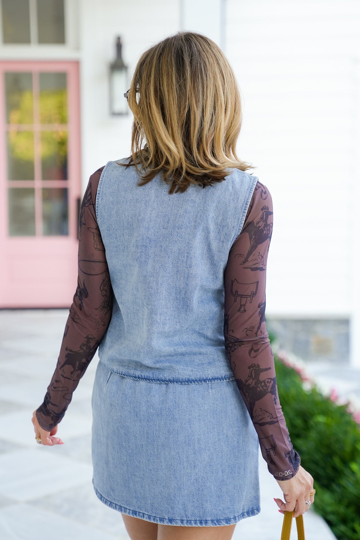 Washed V Neck Button Down Vest