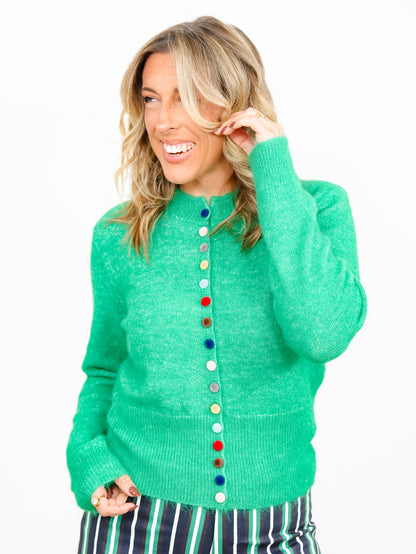 Knit Long Sleeve Multi Colored Button Down Cardigan