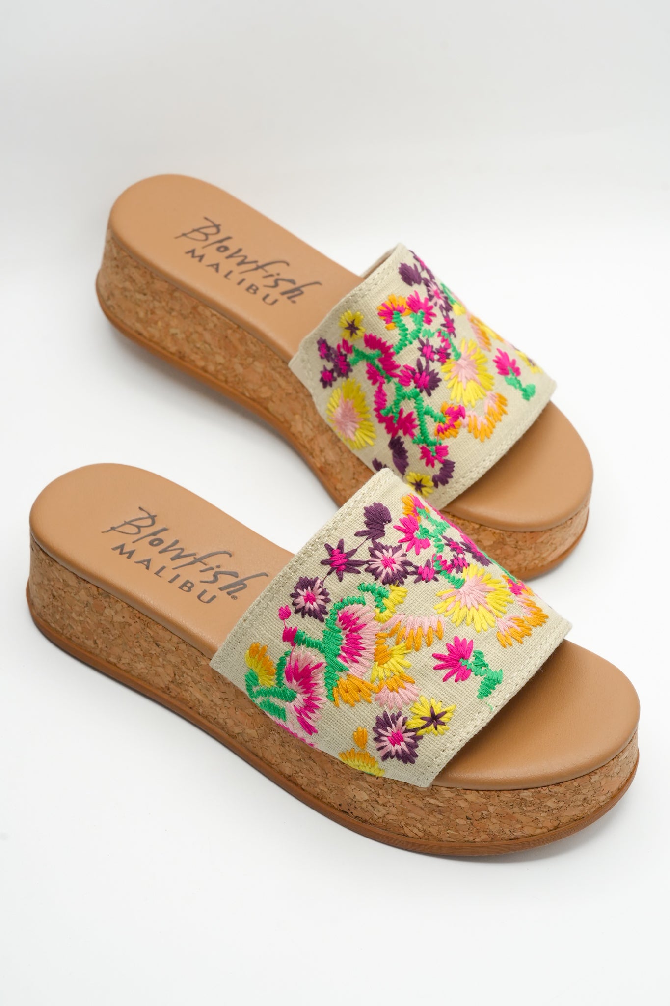Blowfish Embroidered Floral Cork Wedge Sandal