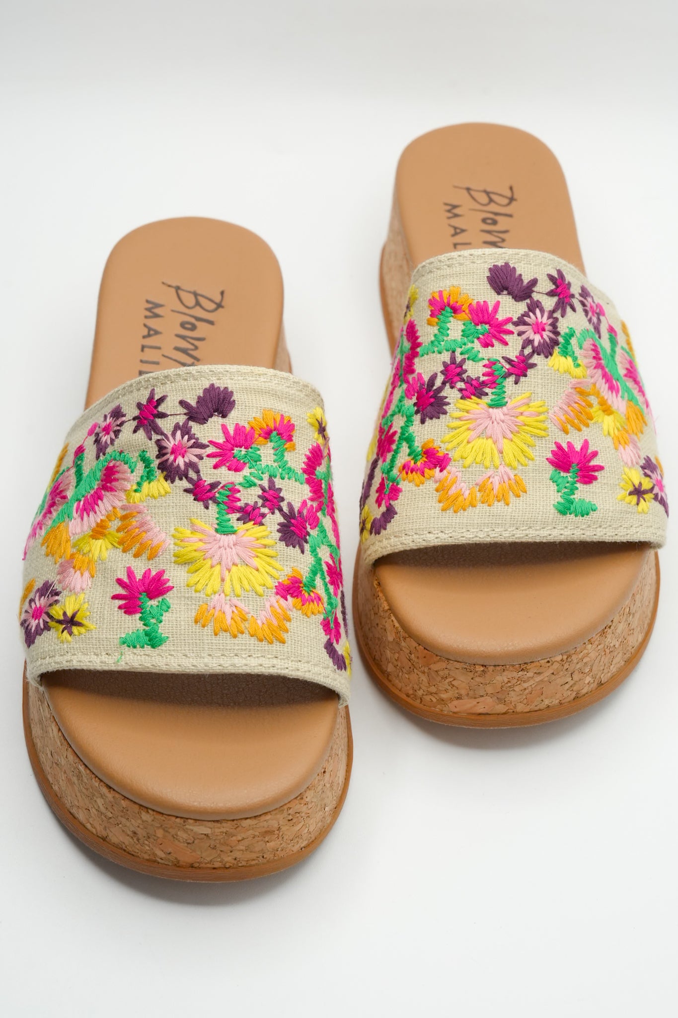 Blowfish Embroidered Floral Cork Wedge Sandal
