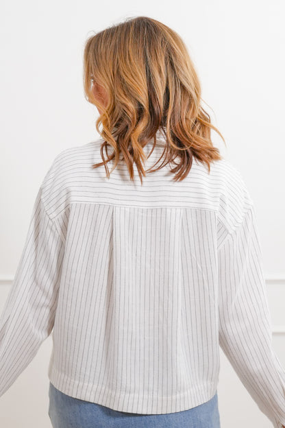 Stripe Long Sleeve Button Down Top