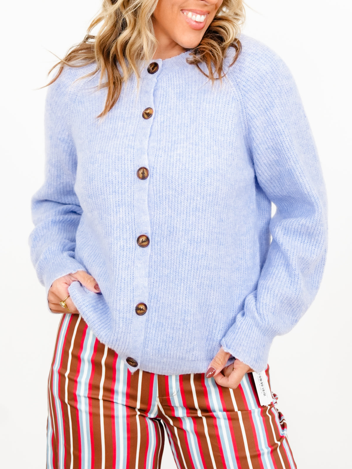 Long Raglan Sleeve Button Down Cardigan