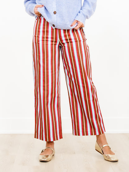 Multi Color Stripe High Waist Wide Leg Pants