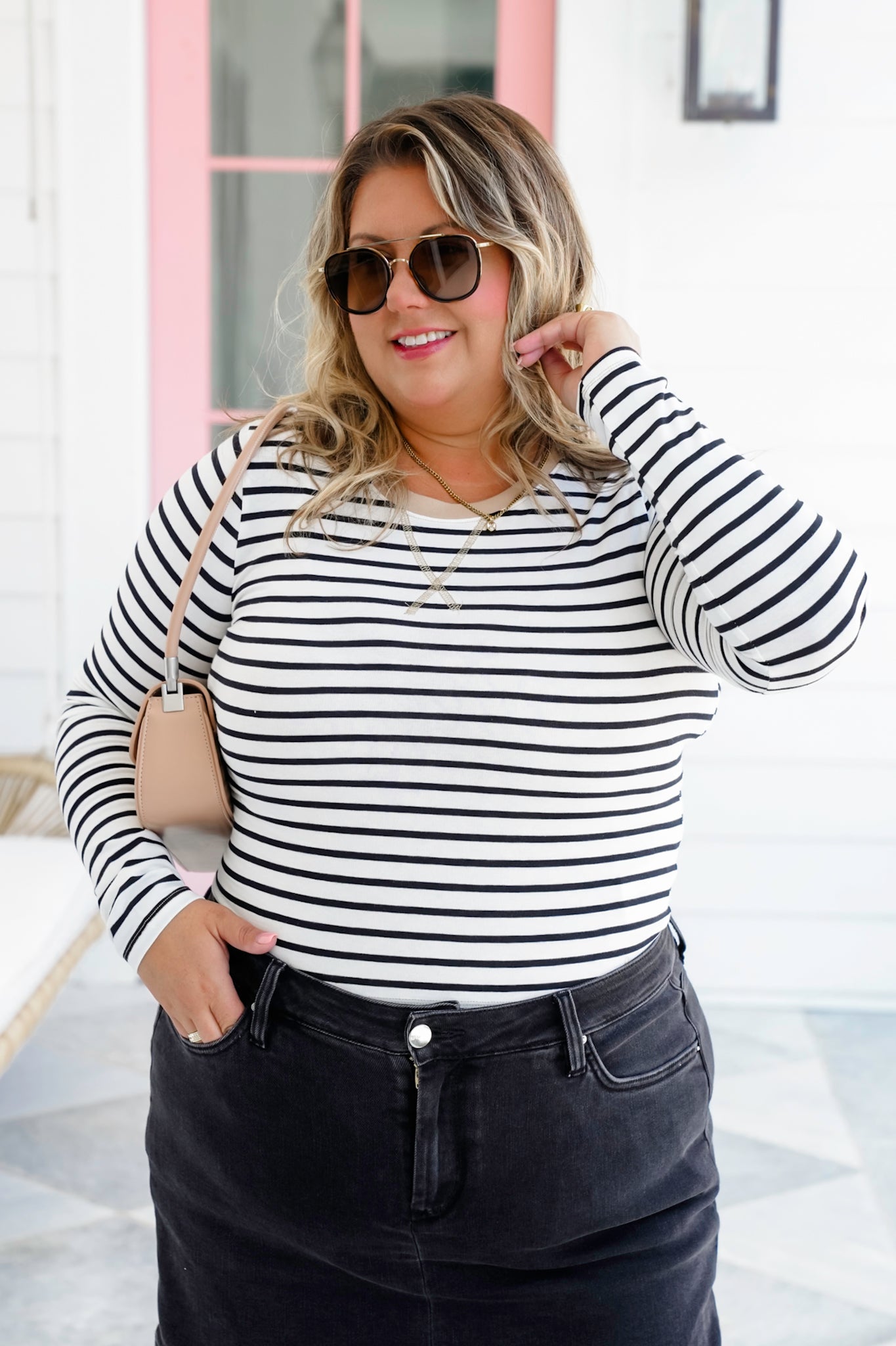Striped Long Sleeve Round Neck Top