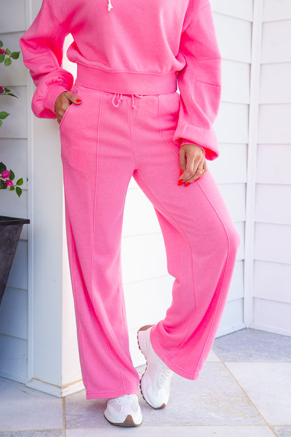 High Waist Sweatpants with Pintuck Detail
