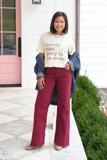Plus/Reg Short Sleeve "Nobody Puts Gravy In The Corner" Graphic Tee